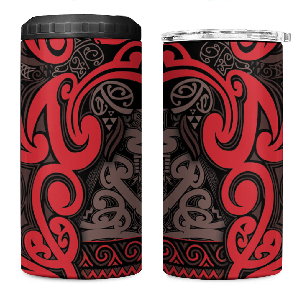 Aotearoa Iwi Ngati Awa 4 in 1 Can Cooler Tumbler Maori Wharenui House Tribal Pattern LT9 One Size: 16 oz Red - Polynesian Pride