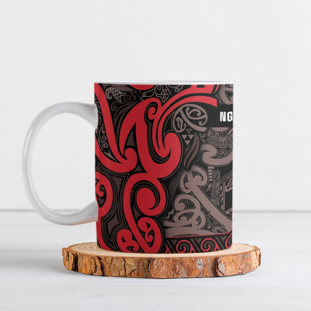 Aotearoa Iwi Ngati Awa Ceramic Mug Maori Wharenui House Tribal Pattern LT9 Red - Polynesian Pride