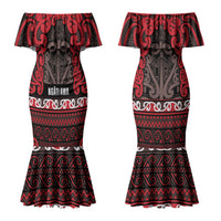 Aotearoa Iwi Ngati Awa Couples Matching Mermaid Dress and Hawaiian Shirt Maori Wharenui House Tribal Pattern