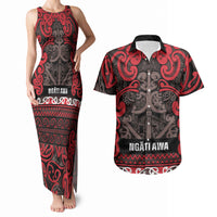 Aotearoa Iwi Ngati Awa Couples Matching Tank Maxi Dress and Hawaiian Shirt Maori Wharenui House Tribal Pattern