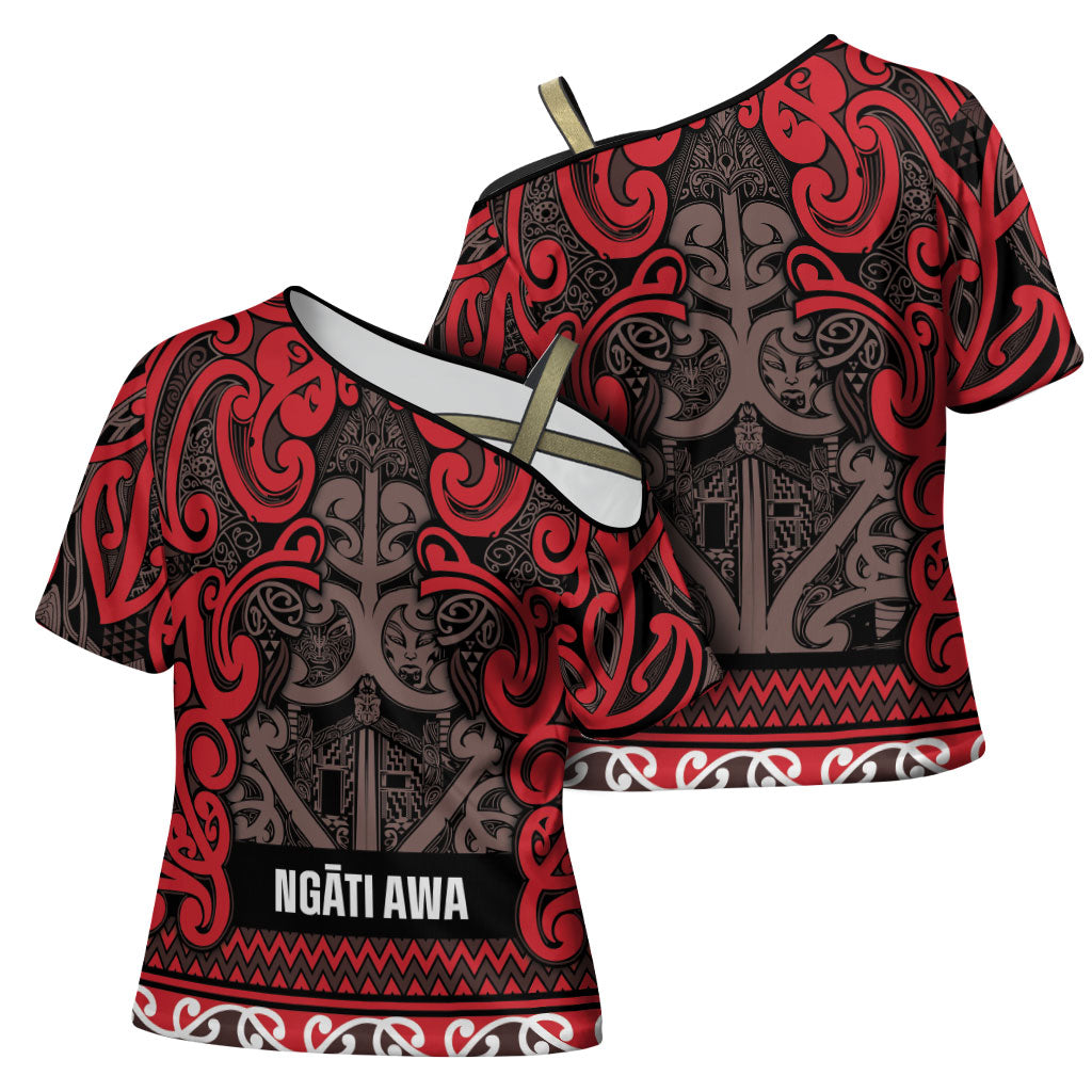 Aotearoa Iwi Ngati Awa Cross Shoulder Shirt Maori Wharenui House Tribal Pattern