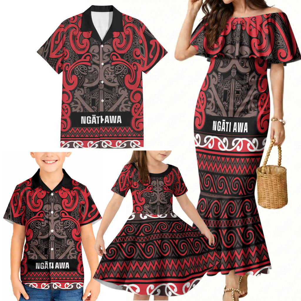 Aotearoa Iwi Ngati Awa Family Matching Mermaid Dress and Hawaiian Shirt Maori Wharenui House Tribal Pattern LT9 - Polynesian Pride