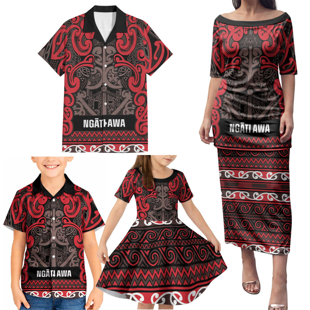 Aotearoa Iwi Ngati Awa Family Matching Puletasi and Hawaiian Shirt Maori Wharenui House Tribal Pattern LT9 - Polynesian Pride