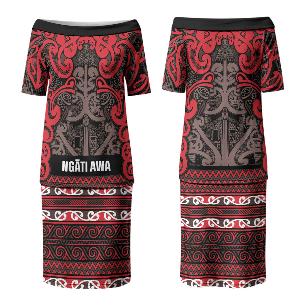 Aotearoa Iwi Ngati Awa Family Matching Puletasi and Hawaiian Shirt Maori Wharenui House Tribal Pattern