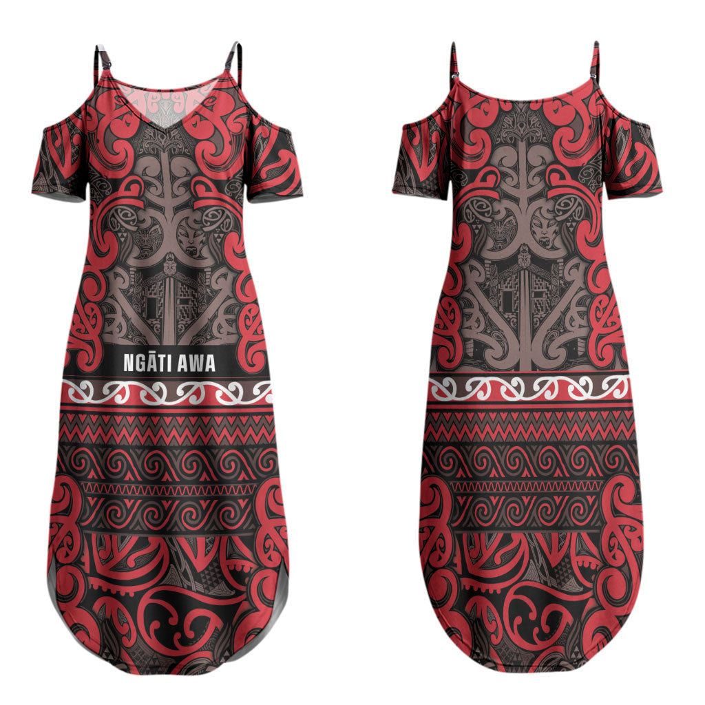 Aotearoa Iwi Ngati Awa Family Matching Summer Maxi Dress and Hawaiian Shirt Maori Wharenui House Tribal Pattern