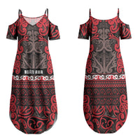 Aotearoa Iwi Ngati Awa Family Matching Summer Maxi Dress and Hawaiian Shirt Maori Wharenui House Tribal Pattern