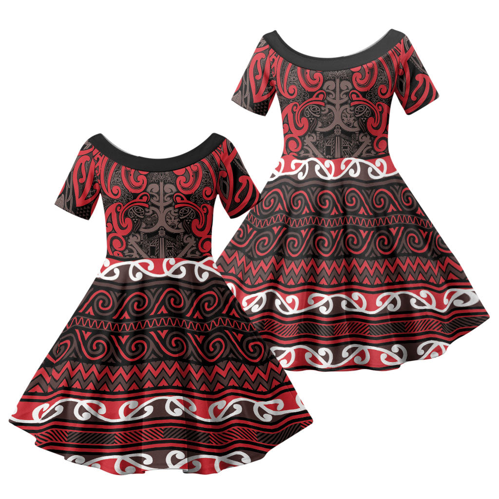 Aotearoa Iwi Ngati Awa Family Matching Summer Maxi Dress and Hawaiian Shirt Maori Wharenui House Tribal Pattern