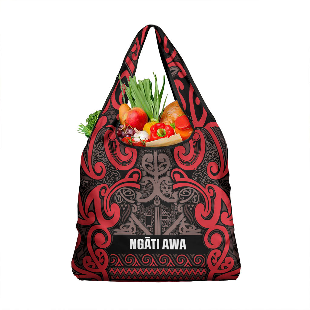 Aotearoa Iwi Ngati Awa Grocery Bag Maori Wharenui House Tribal Pattern LT9 1-pack One Size Red - Polynesian Pride