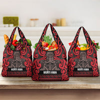 Aotearoa Iwi Ngati Awa Grocery Bag Maori Wharenui House Tribal Pattern