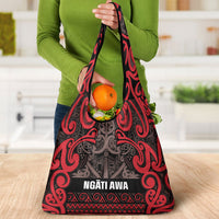 Aotearoa Iwi Ngati Awa Grocery Bag Maori Wharenui House Tribal Pattern
