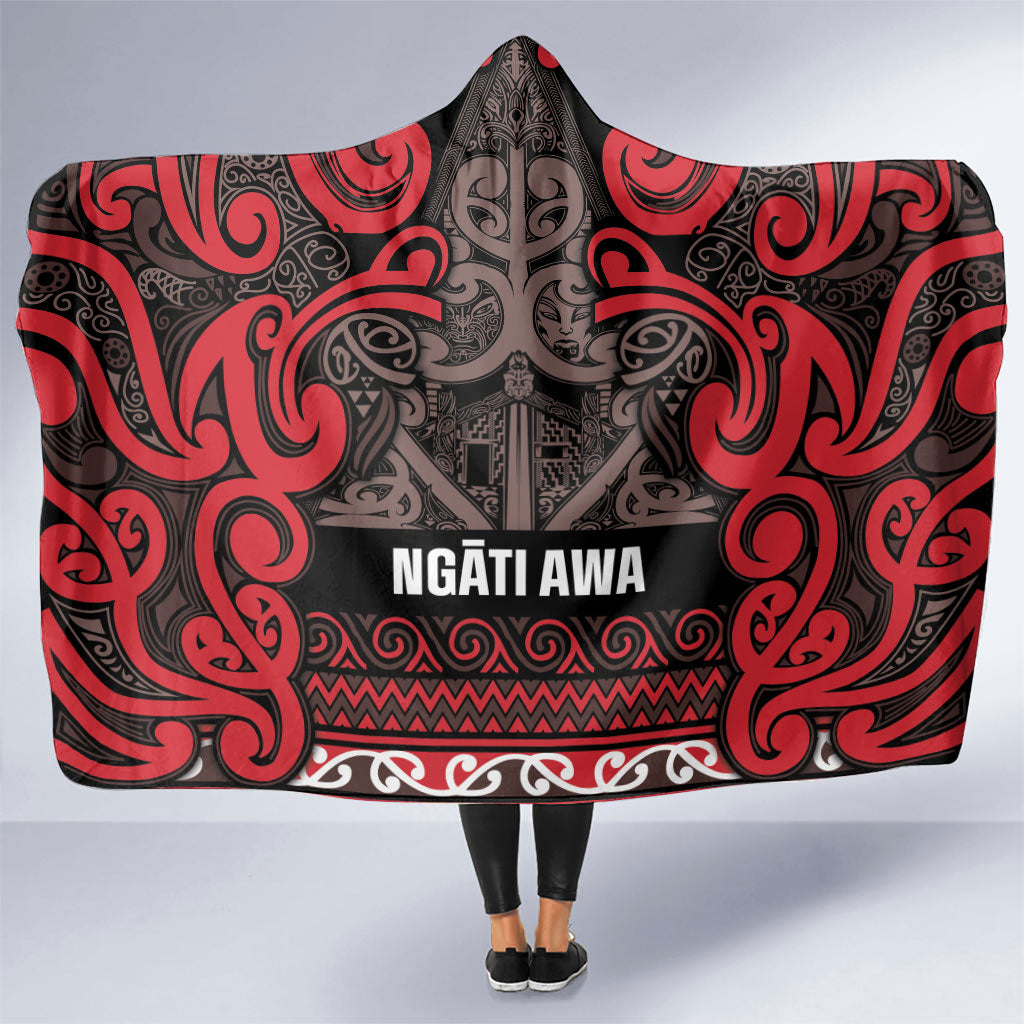 Aotearoa Iwi Ngati Awa Hooded Blanket Maori Wharenui House Tribal Pattern LT9 One Size Red - Polynesian Pride