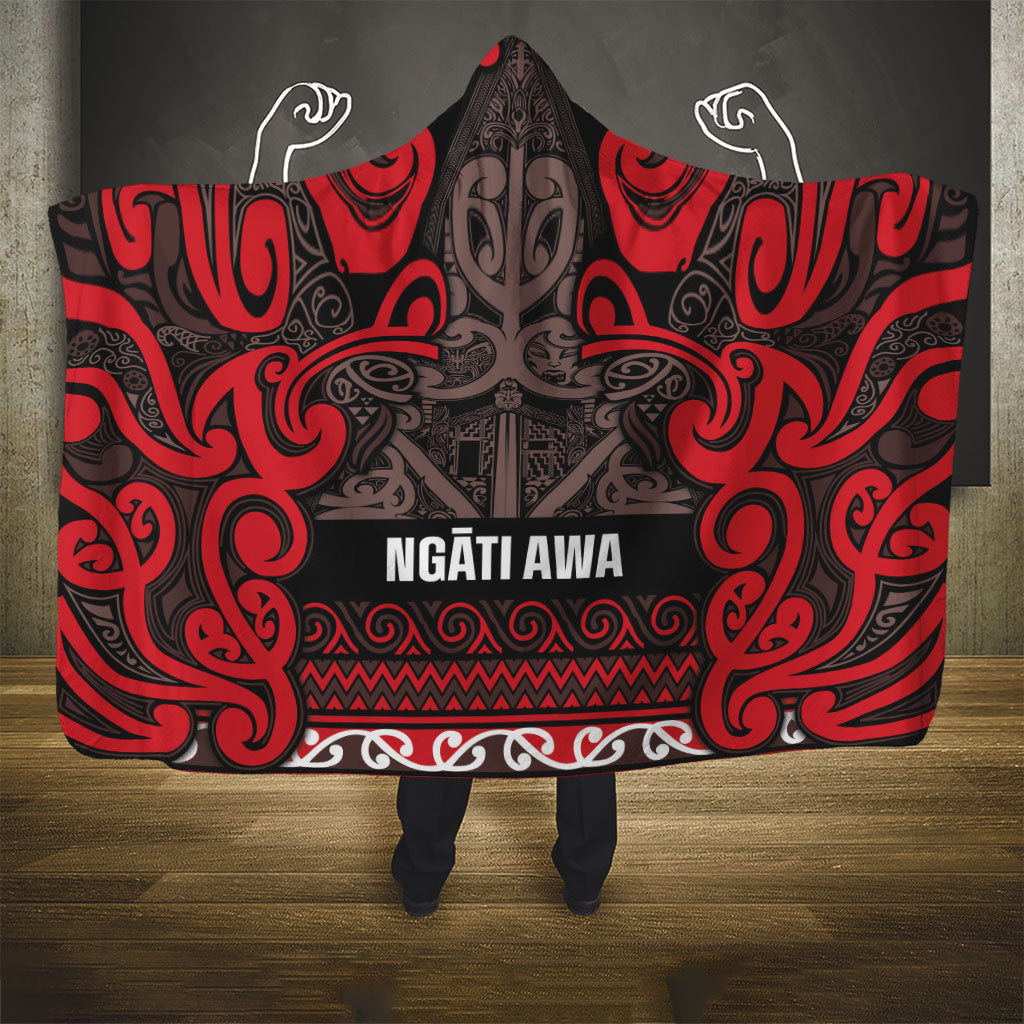 Aotearoa Iwi Ngati Awa Hooded Blanket Maori Wharenui House Tribal Pattern