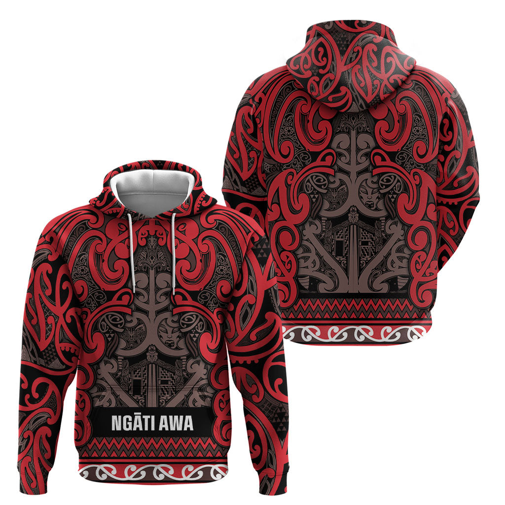 Aotearoa Iwi Ngati Awa Hoodie Maori Wharenui House Tribal Pattern