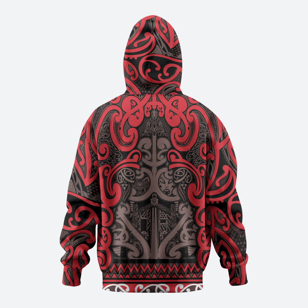 Aotearoa Iwi Ngati Awa Hoodie Maori Wharenui House Tribal Pattern