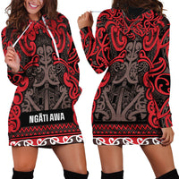 Aotearoa Iwi Ngati Awa Hoodie Dress Maori Wharenui House Tribal Pattern