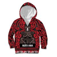 Aotearoa Iwi Ngati Awa Kid Hoodie Maori Wharenui House Tribal Pattern