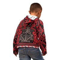 Aotearoa Iwi Ngati Awa Kid Hoodie Maori Wharenui House Tribal Pattern