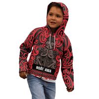 Aotearoa Iwi Ngati Awa Kid Hoodie Maori Wharenui House Tribal Pattern