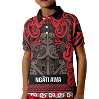 Aotearoa Iwi Ngati Awa Kid Polo Shirt Maori Wharenui House Tribal Pattern