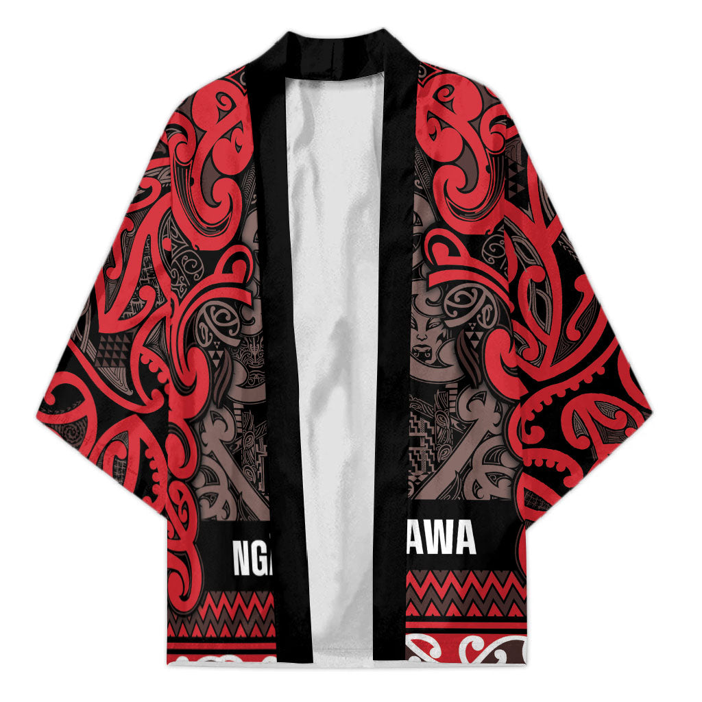 Aotearoa Iwi Ngati Awa Kimono Maori Wharenui House Tribal Pattern LT9 Unisex Red - Polynesian Pride