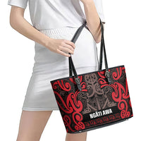 Aotearoa Iwi Ngati Awa Leather Tote Bag Maori Wharenui House Tribal Pattern