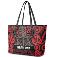 Aotearoa Iwi Ngati Awa Leather Tote Bag Maori Wharenui House Tribal Pattern