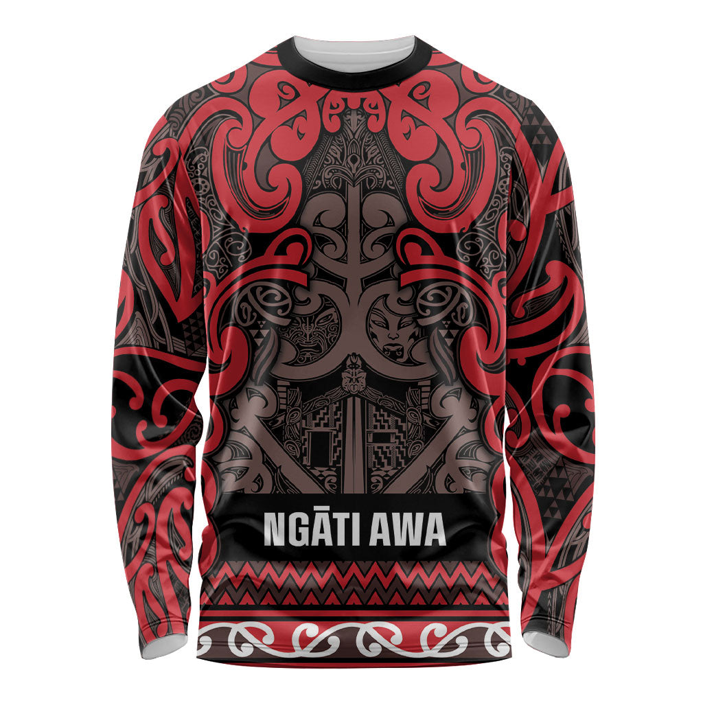 Aotearoa Iwi Ngati Awa Long Sleeve Shirt Maori Wharenui House Tribal Pattern