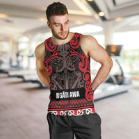 Aotearoa Iwi Ngati Awa Men Tank Top Maori Wharenui House Tribal Pattern