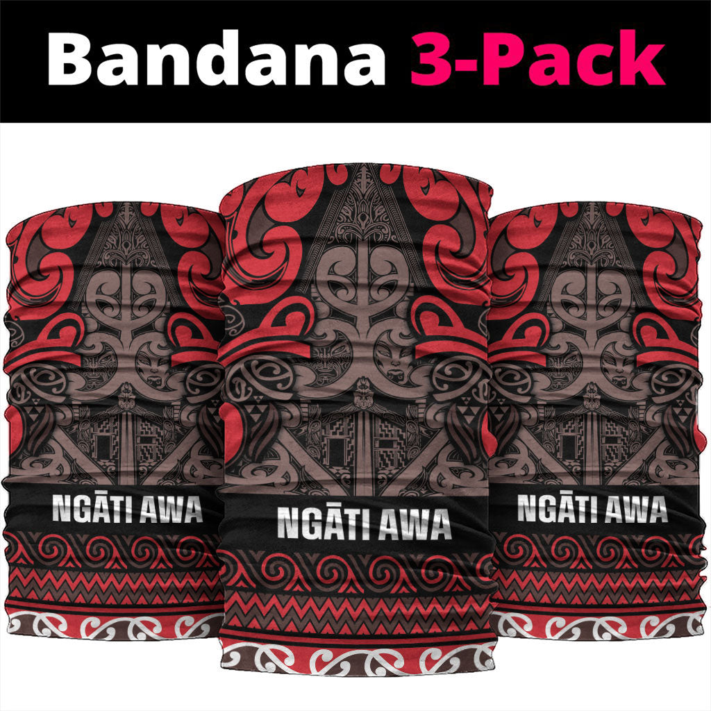 Aotearoa Iwi Ngati Awa Neck Gaiter Maori Wharenui House Tribal Pattern LT9 package One Size: 25*50cm Red - Polynesian Pride