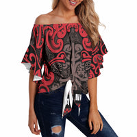 Aotearoa Iwi Ngati Awa Off Shoulder Wrap Waist Top Maori Wharenui House Tribal Pattern