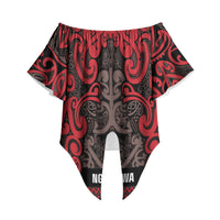 Aotearoa Iwi Ngati Awa Off Shoulder Wrap Waist Top Maori Wharenui House Tribal Pattern