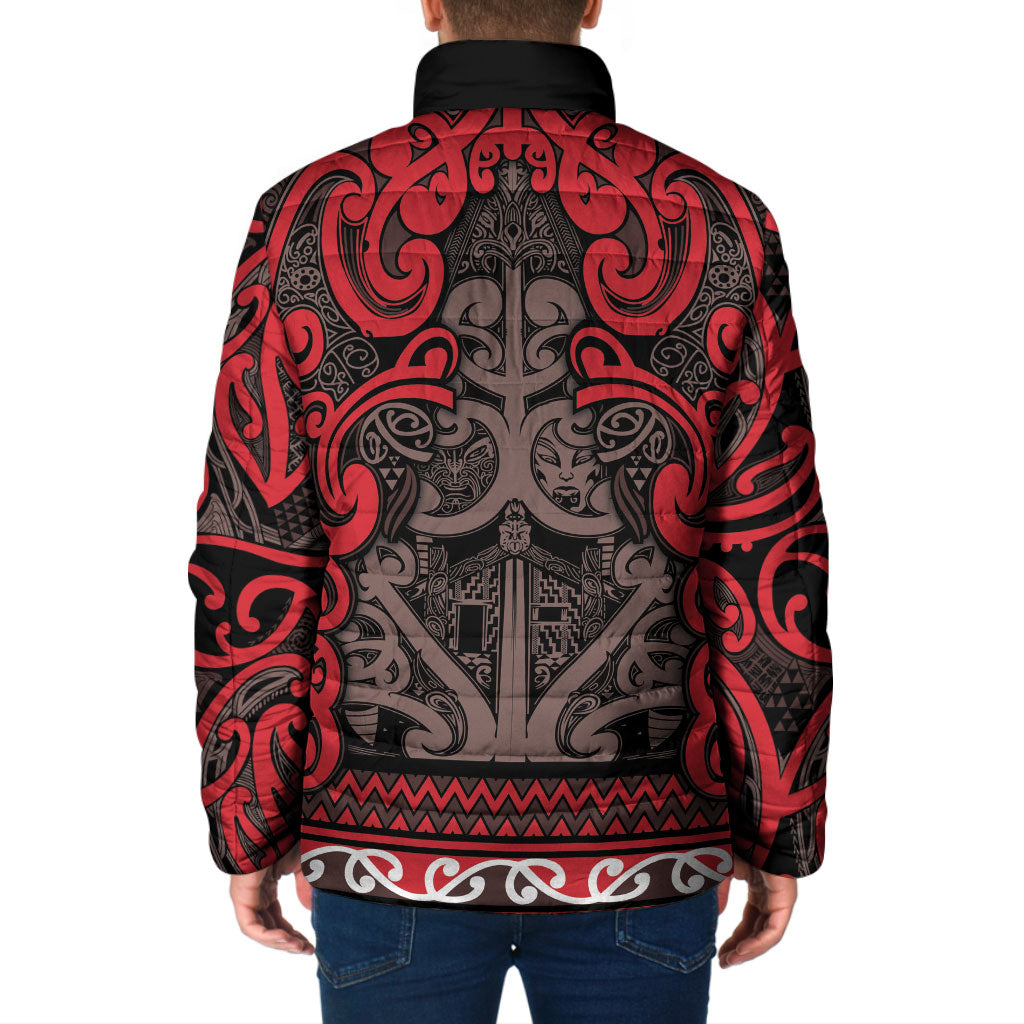 Aotearoa Iwi Ngati Awa Padded Jacket Maori Wharenui House Tribal Pattern
