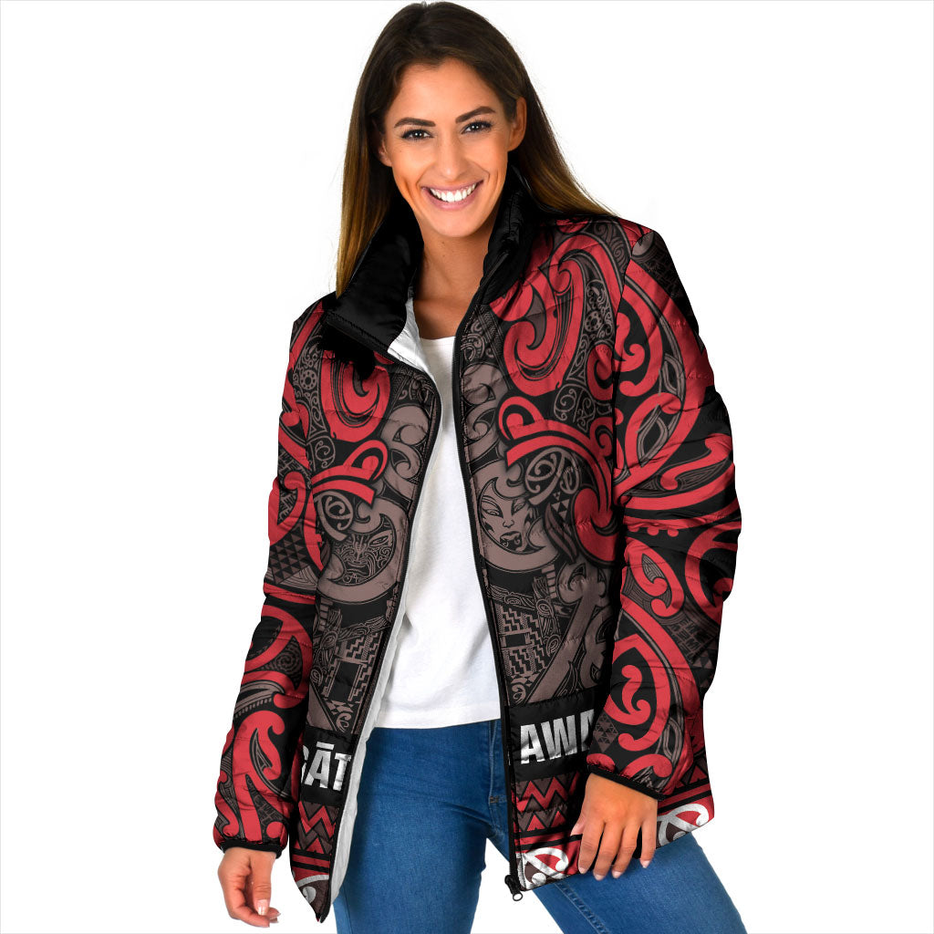 Aotearoa Iwi Ngati Awa Padded Jacket Maori Wharenui House Tribal Pattern