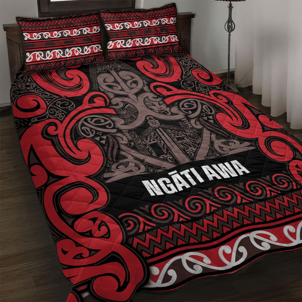 Aotearoa Iwi Ngati Awa Quilt Bed Set Maori Wharenui House Tribal Pattern LT9 Red - Polynesian Pride