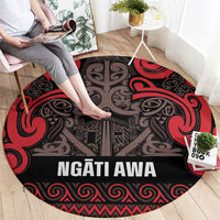Aotearoa Iwi Ngati Awa Round Carpet Maori Wharenui House Tribal Pattern