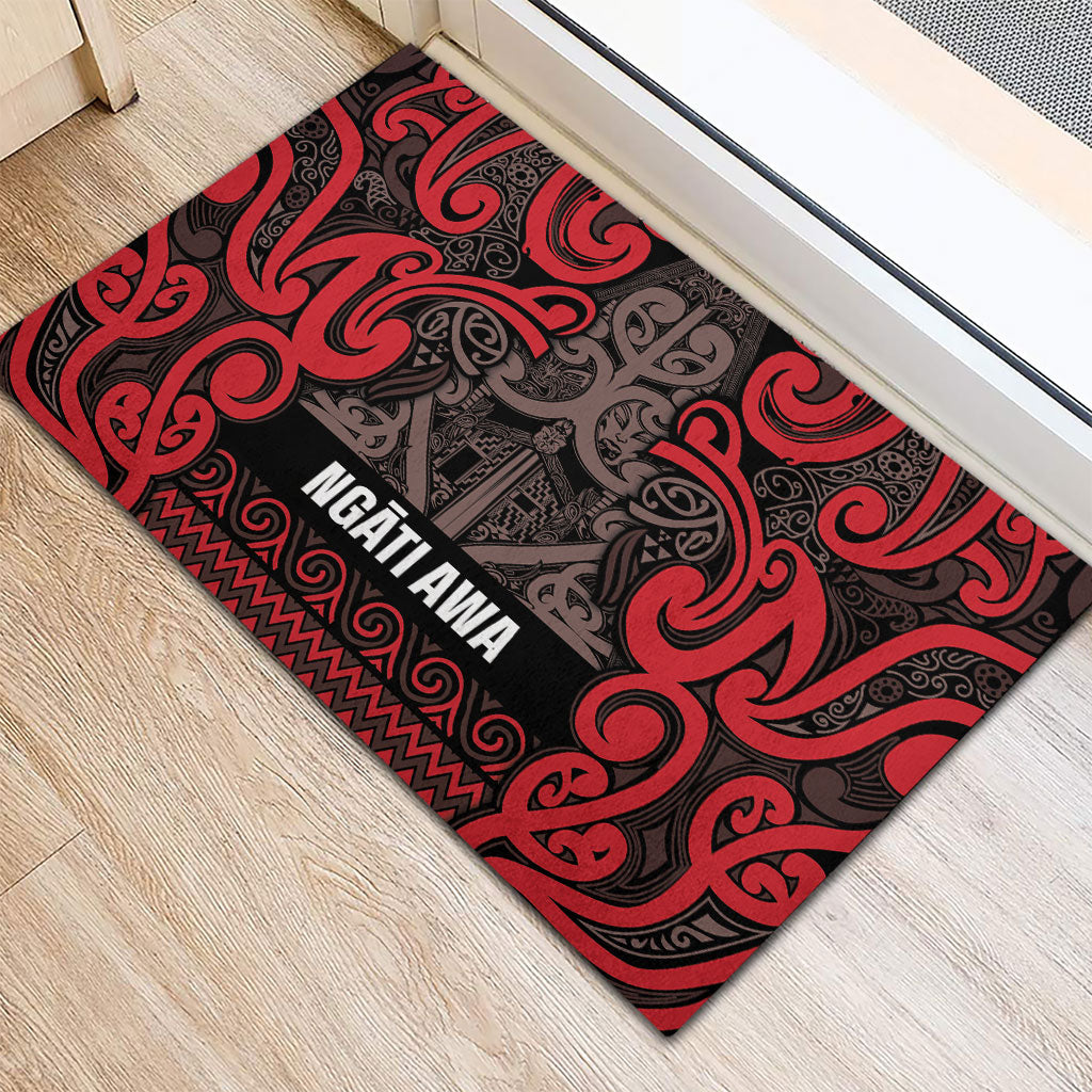 Aotearoa Iwi Ngati Awa Rubber Doormat Maori Wharenui House Tribal Pattern