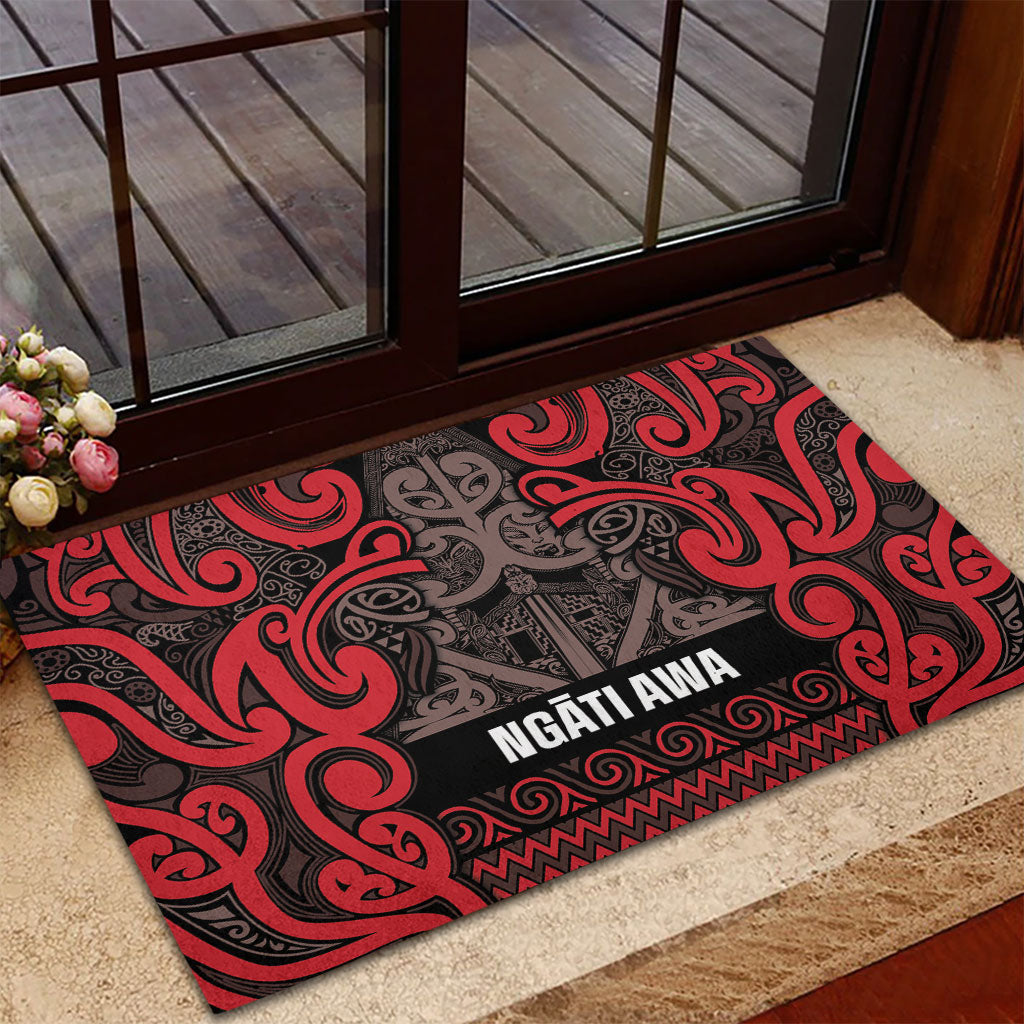 Aotearoa Iwi Ngati Awa Rubber Doormat Maori Wharenui House Tribal Pattern