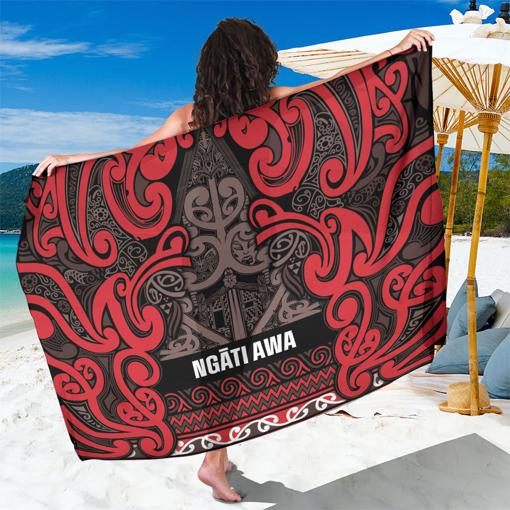 Aotearoa Iwi Ngati Awa Sarong Maori Wharenui House Tribal Pattern LT9 One Size 44 x 66 inches Red - Polynesian Pride