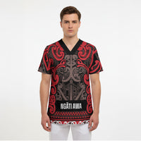 Aotearoa Iwi Ngati Awa Scrub Top Maori Wharenui House Tribal Pattern
