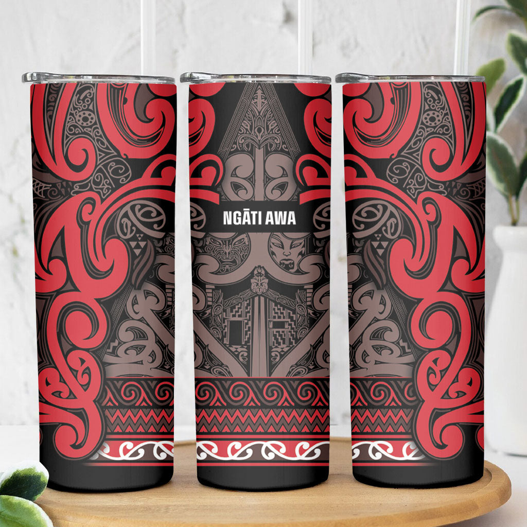 Aotearoa Iwi Ngati Awa Skinny Tumbler Maori Wharenui House Tribal Pattern