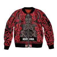 Aotearoa Iwi Ngati Awa Sleeve Zip Bomber Jacket Maori Wharenui House Tribal Pattern