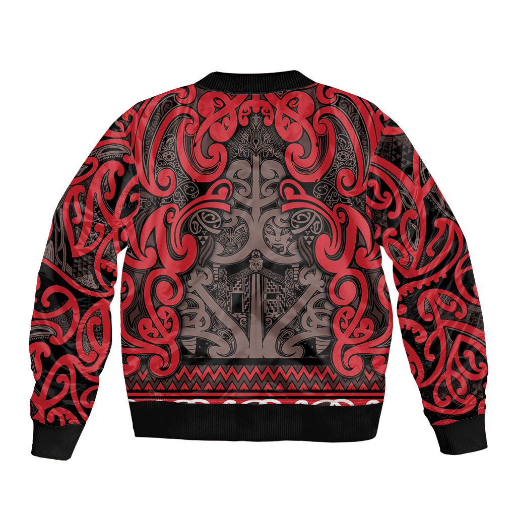 Aotearoa Iwi Ngati Awa Sleeve Zip Bomber Jacket Maori Wharenui House Tribal Pattern