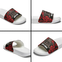 Aotearoa Iwi Ngati Awa Slide Sandals Maori Wharenui House Tribal Pattern