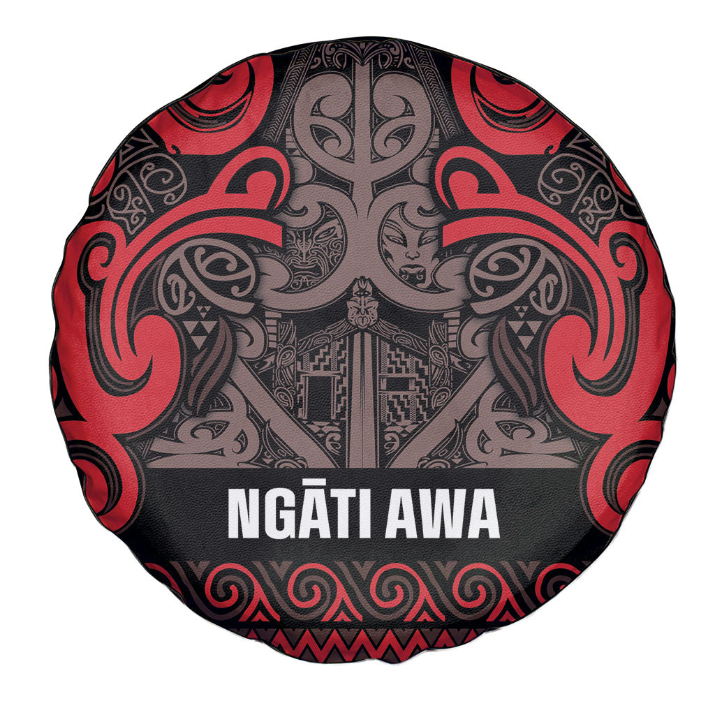 Aotearoa Iwi Ngati Awa Spare Tire Cover Maori Wharenui House Tribal Pattern
