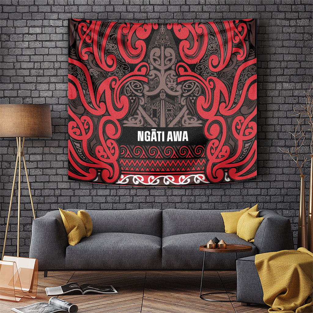 Aotearoa Iwi Ngati Awa Tapestry Maori Wharenui House Tribal Pattern LT9 Red - Polynesian Pride