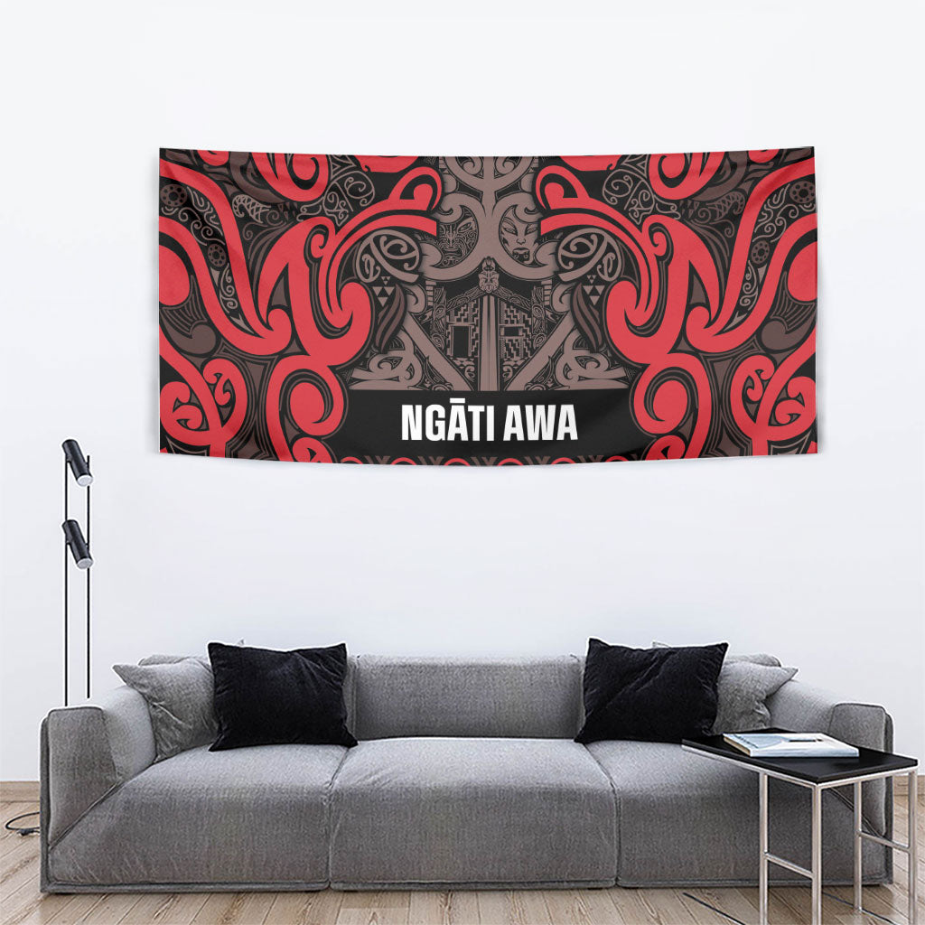 Aotearoa Iwi Ngati Awa Tapestry Maori Wharenui House Tribal Pattern