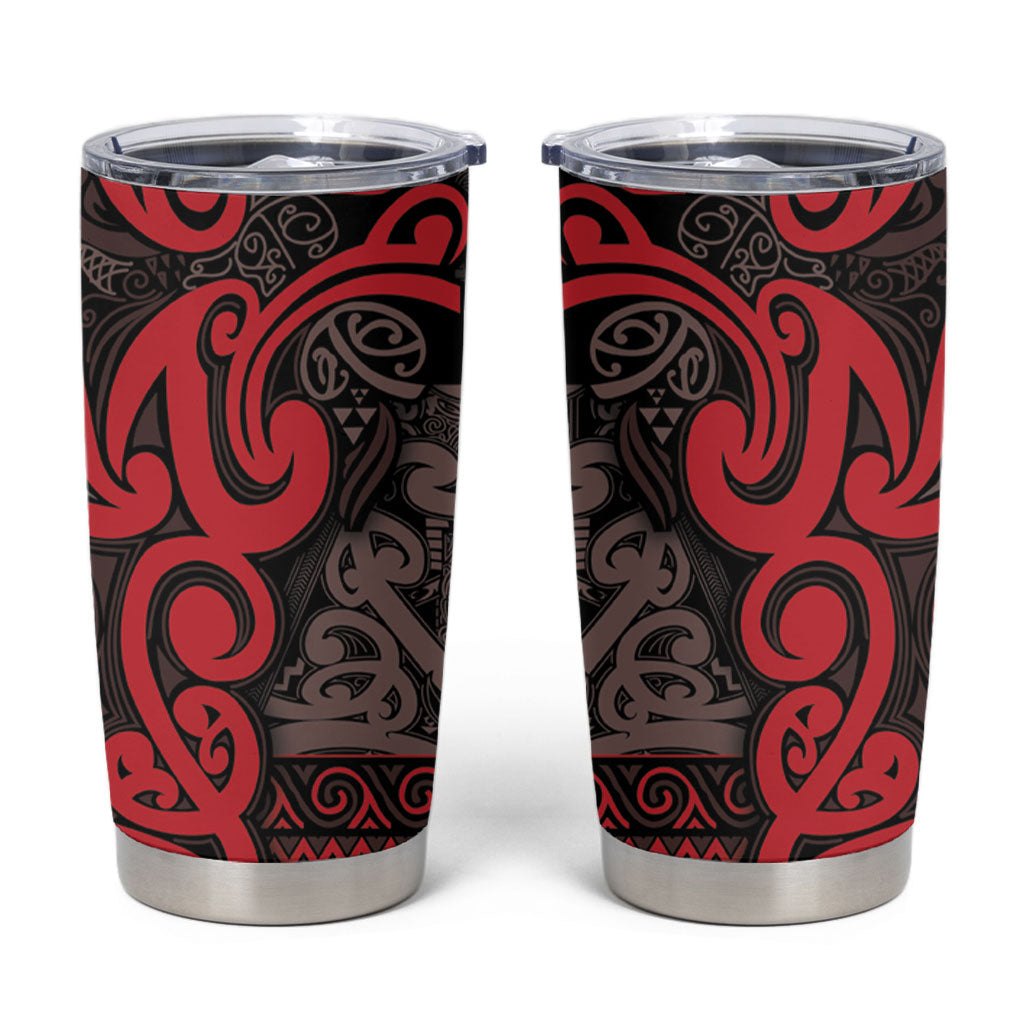 Aotearoa Iwi Ngati Awa Tumbler Cup Maori Wharenui House Tribal Pattern LT9 Red - Polynesian Pride
