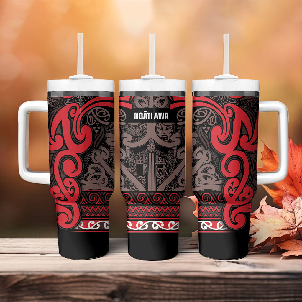 Aotearoa Iwi Ngati Awa Tumbler With Handle Maori Wharenui House Tribal Pattern