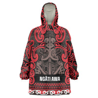 Aotearoa Iwi Ngati Awa Wearable Blanket Hoodie Maori Wharenui House Tribal Pattern