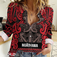 Aotearoa Iwi Ngati Awa Women Casual Shirt Maori Wharenui House Tribal Pattern